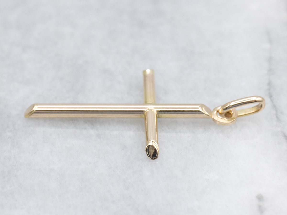 Simple Polished Yellow Gold Cross Pendant