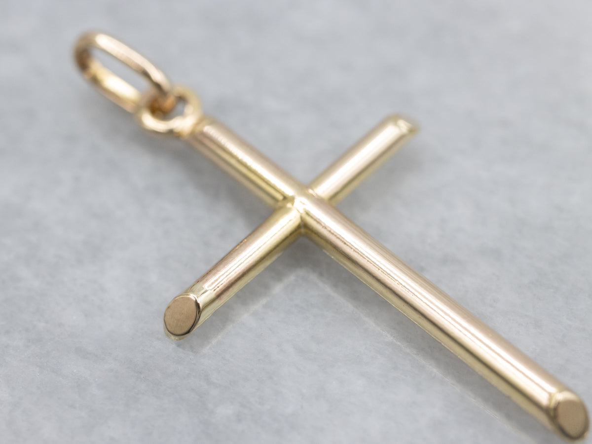 Simple Polished Yellow Gold Cross Pendant