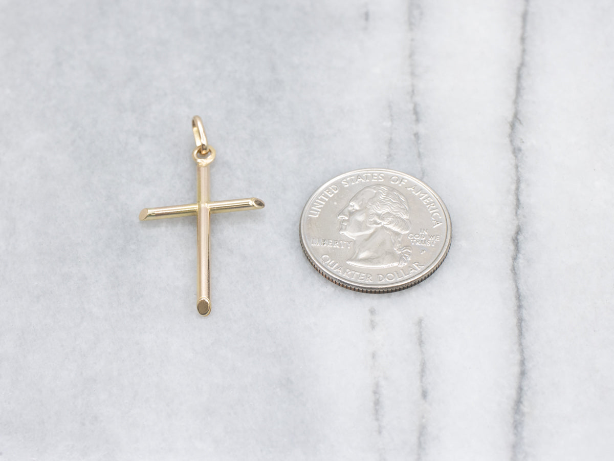 Simple Polished Yellow Gold Cross Pendant