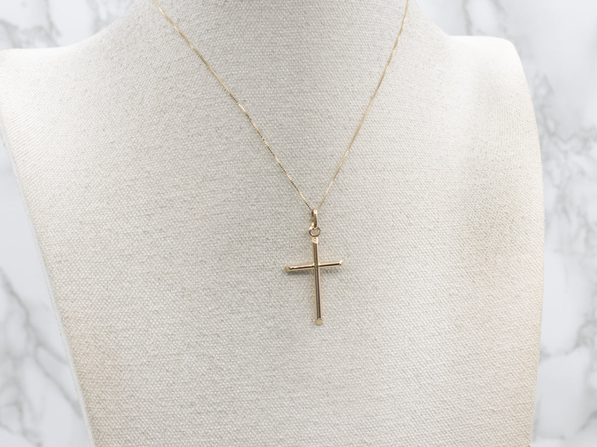 Simple Polished Yellow Gold Cross Pendant