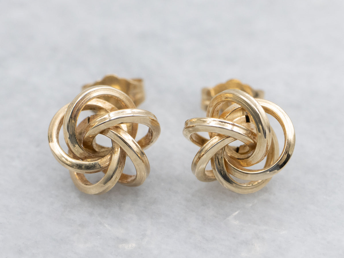 Vintage Twisting Gold Lover's Knot Stud Earrings
