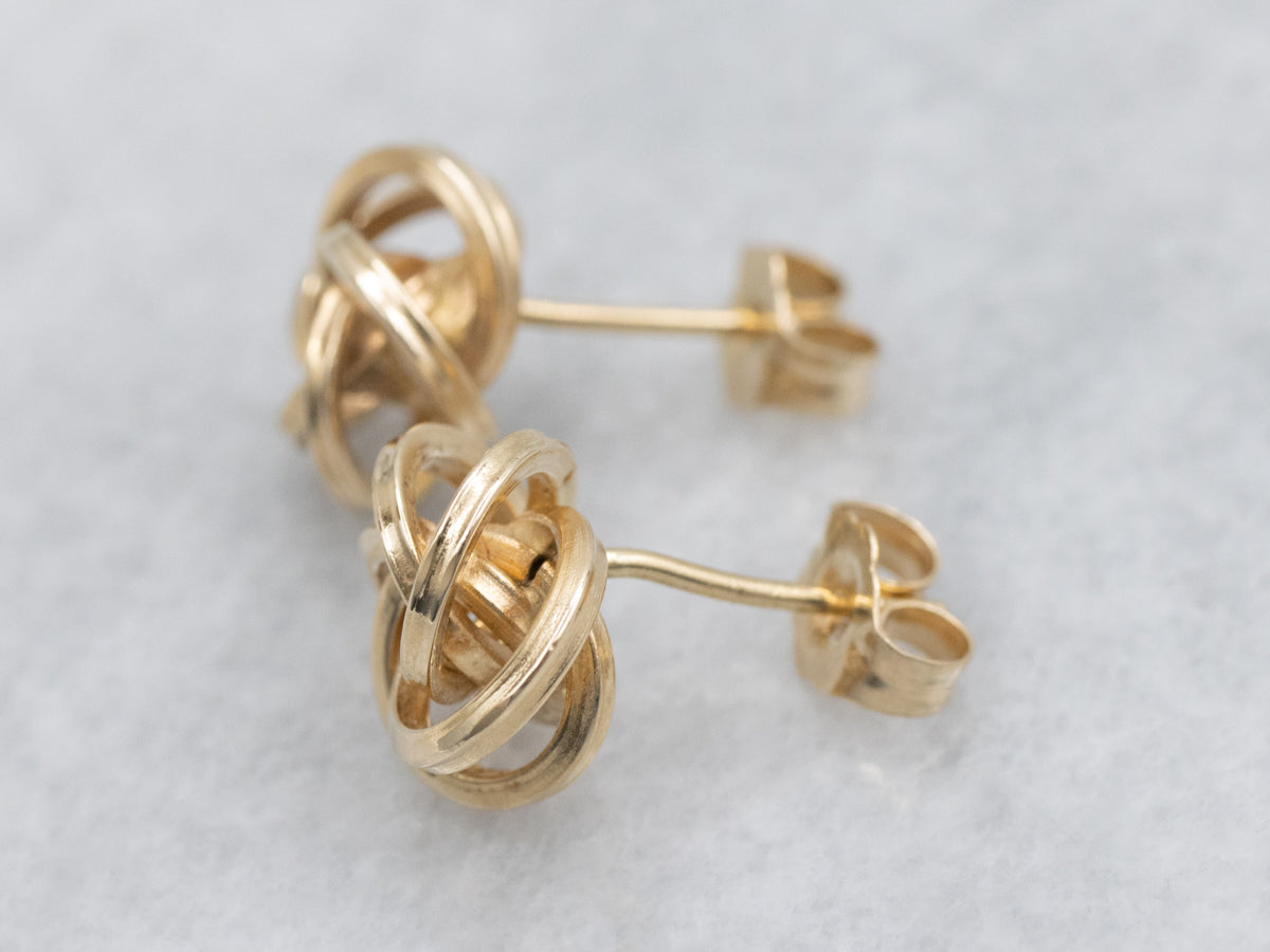 Vintage Twisting Gold Lover's Knot Stud Earrings