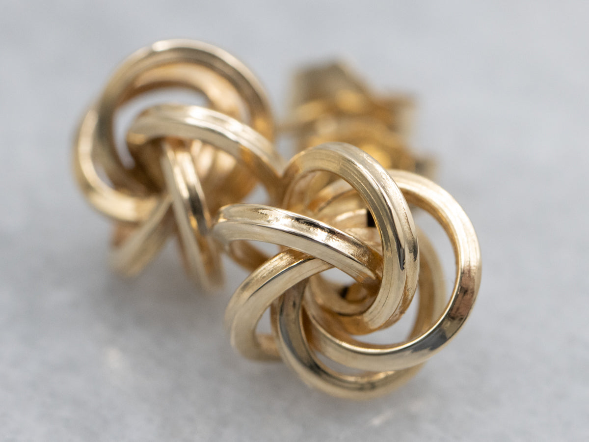 Vintage Twisting Gold Lover's Knot Stud Earrings