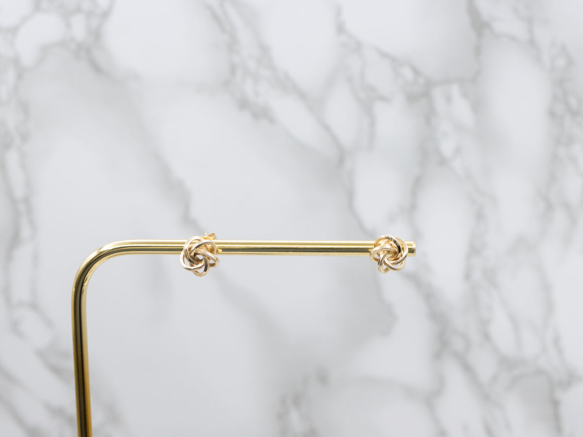 Vintage Twisting Gold Lover's Knot Stud Earrings