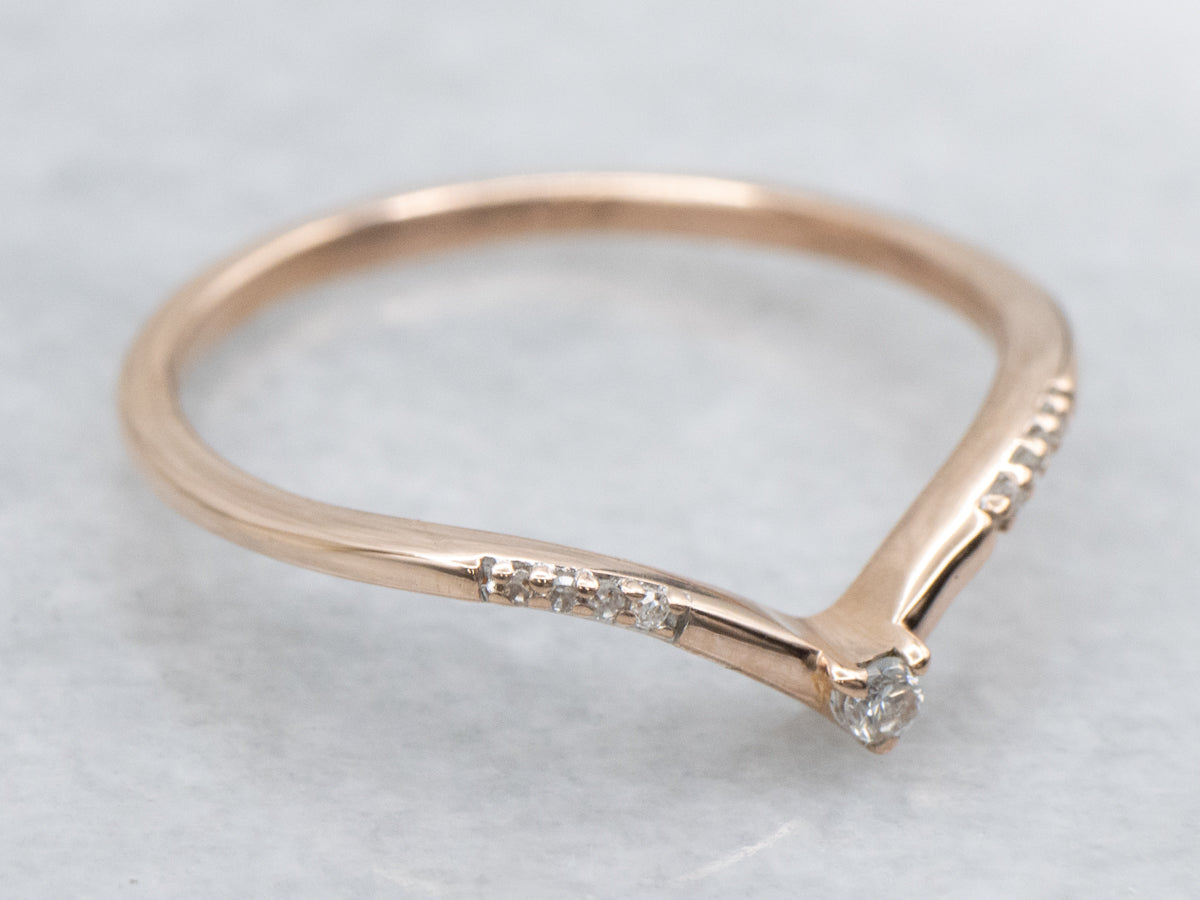 Rose Gold V-Shaped Diamond Guard Band