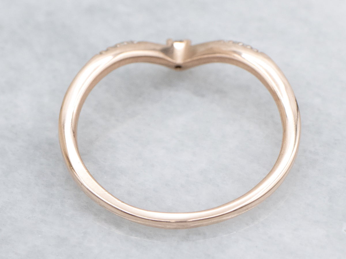 Rose Gold V-Shaped Diamond Guard Band