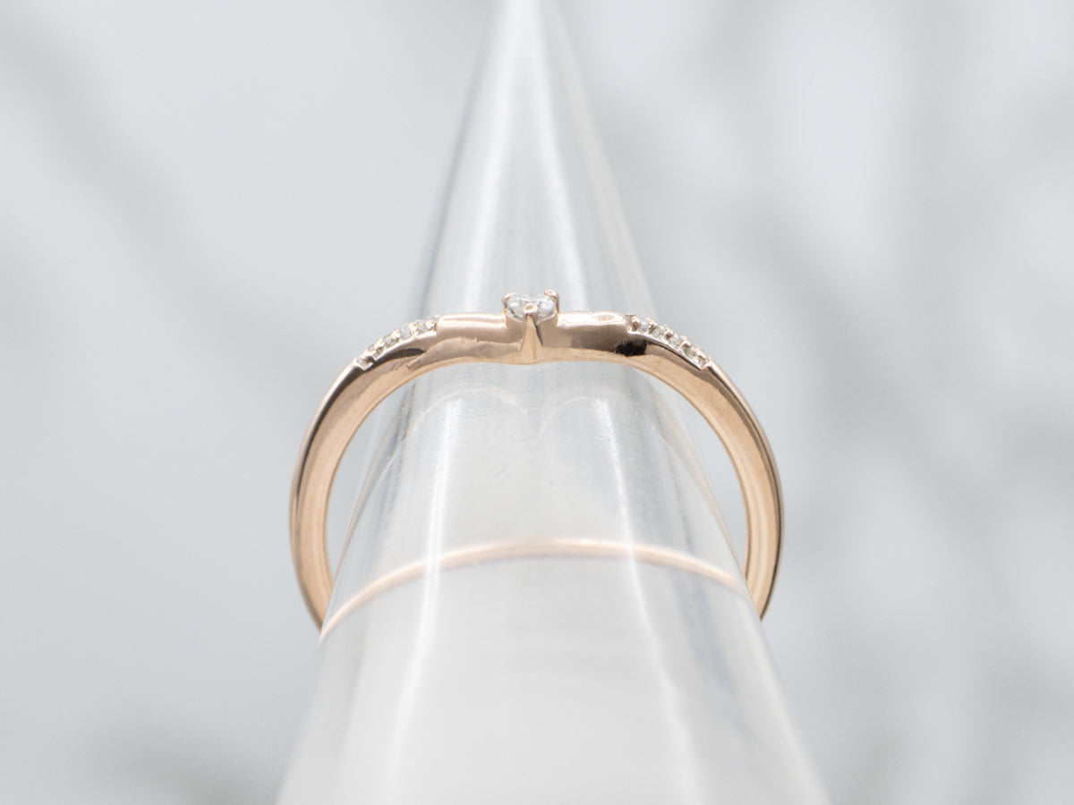 Rose Gold V-Shaped Diamond Guard Band