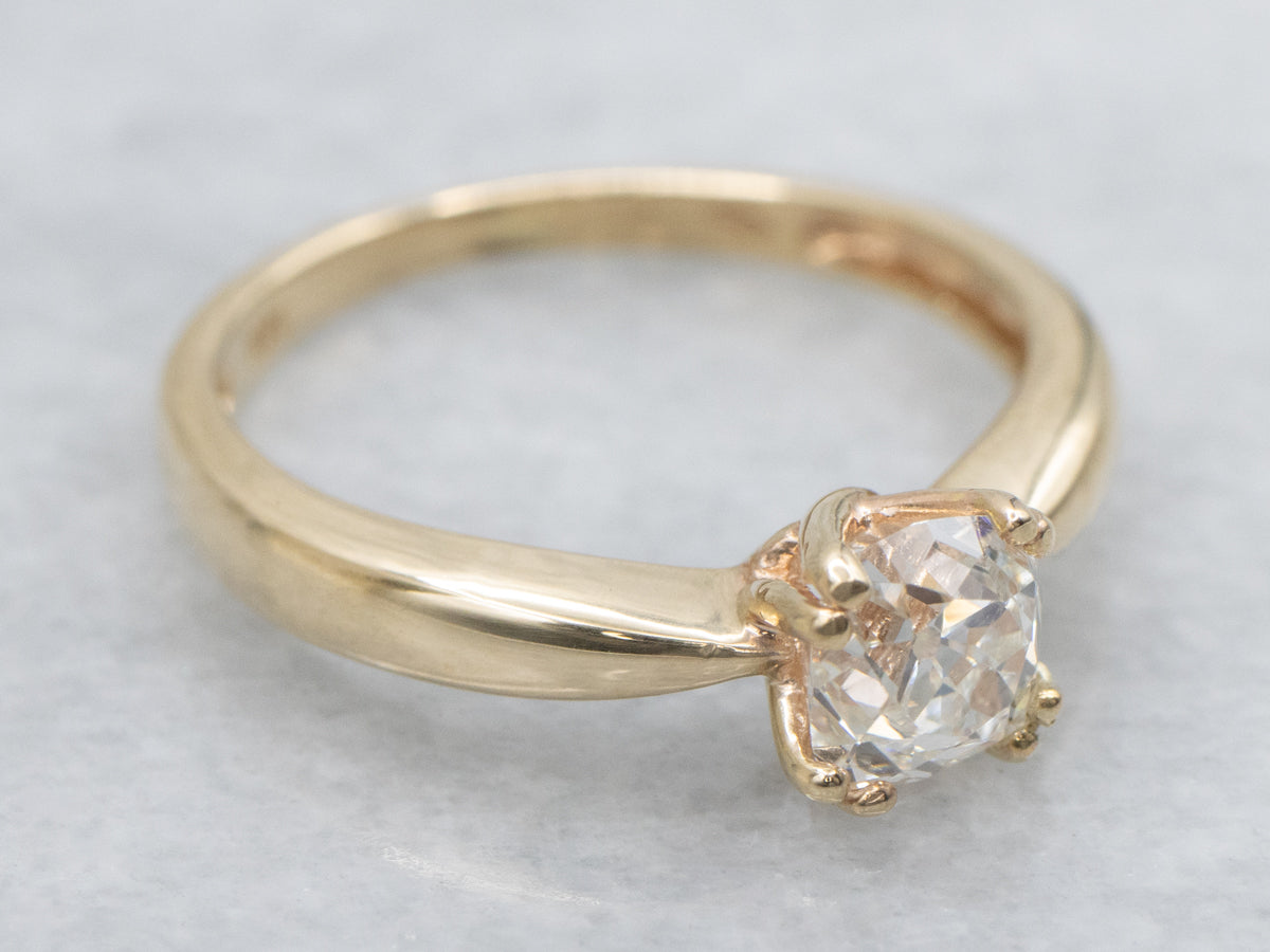 Old Mine Cut Diamond Solitaire Engagement Ring