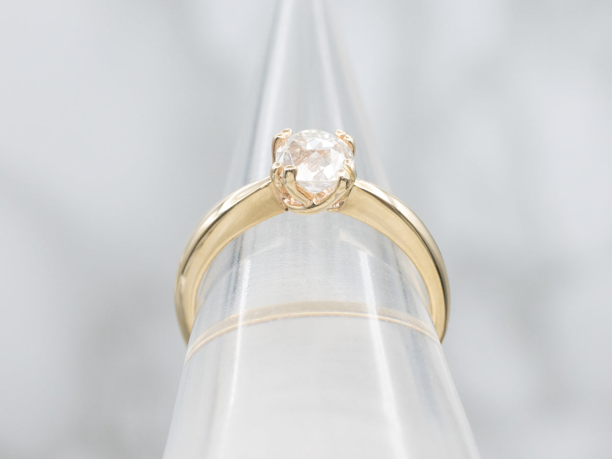 Old Mine Cut Diamond Solitaire Engagement Ring