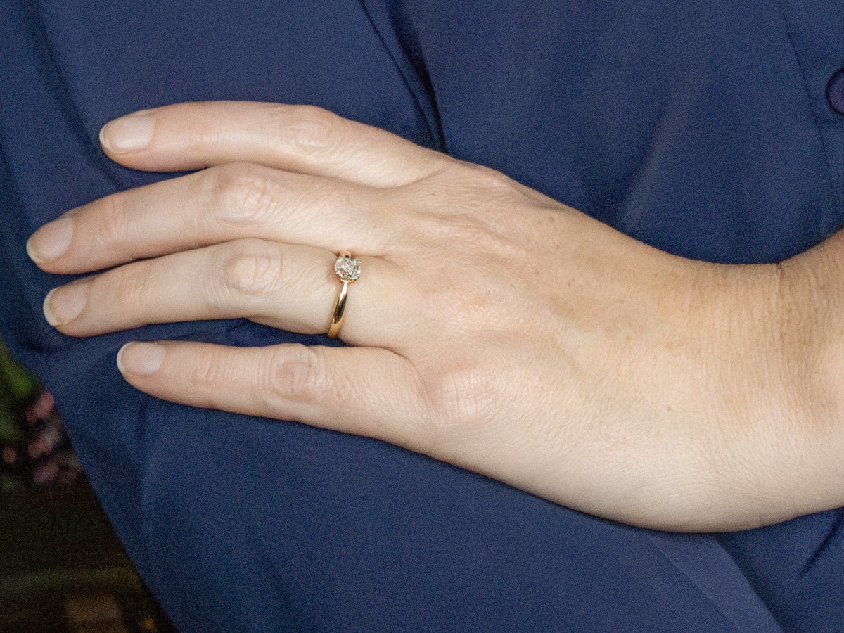 Old Mine Cut Diamond Solitaire Engagement Ring