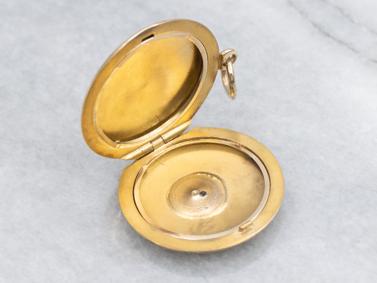 Antique Old Mine Cut Diamond Starburst Locket with Engraved "HED" Monogram