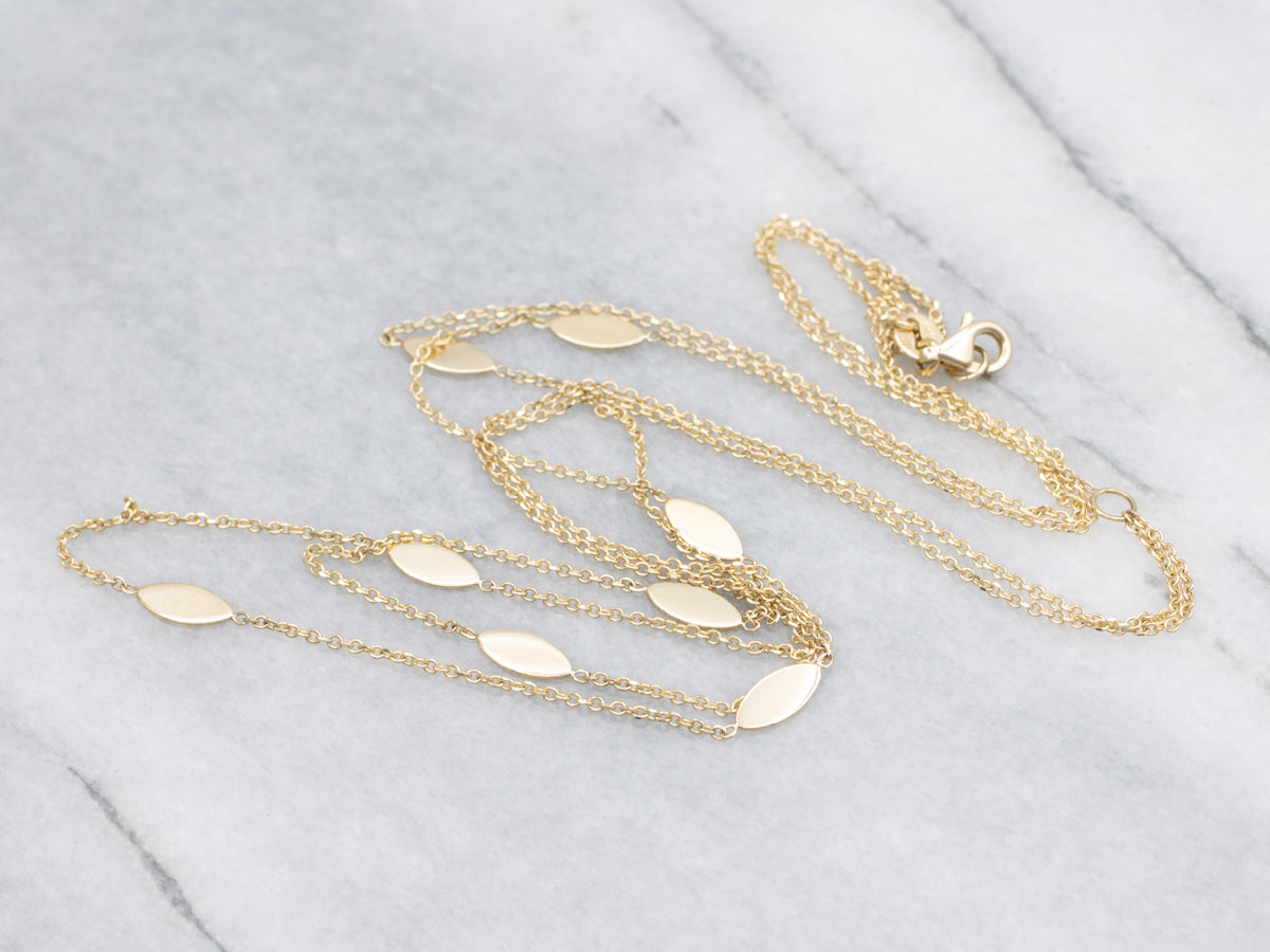 Marquise-Link Double Strand Italian Gold Station Chain