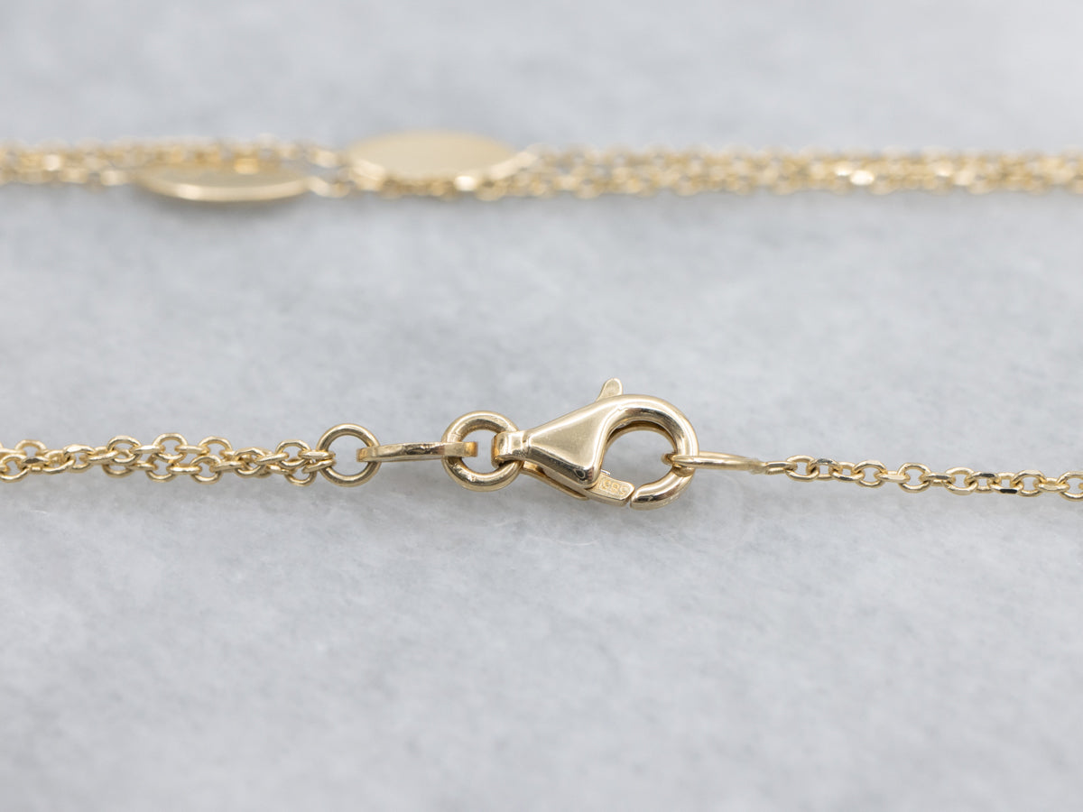 Marquise-Link Double Strand Italian Gold Station Chain