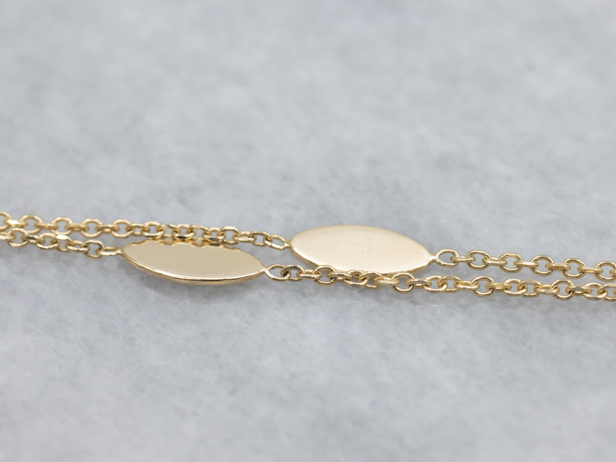 Marquise-Link Double Strand Italian Gold Station Chain