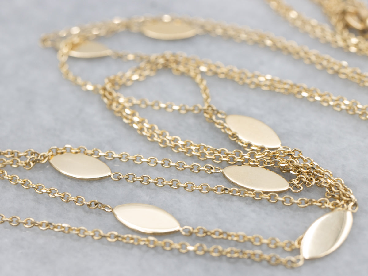 Marquise-Link Double Strand Italian Gold Station Chain