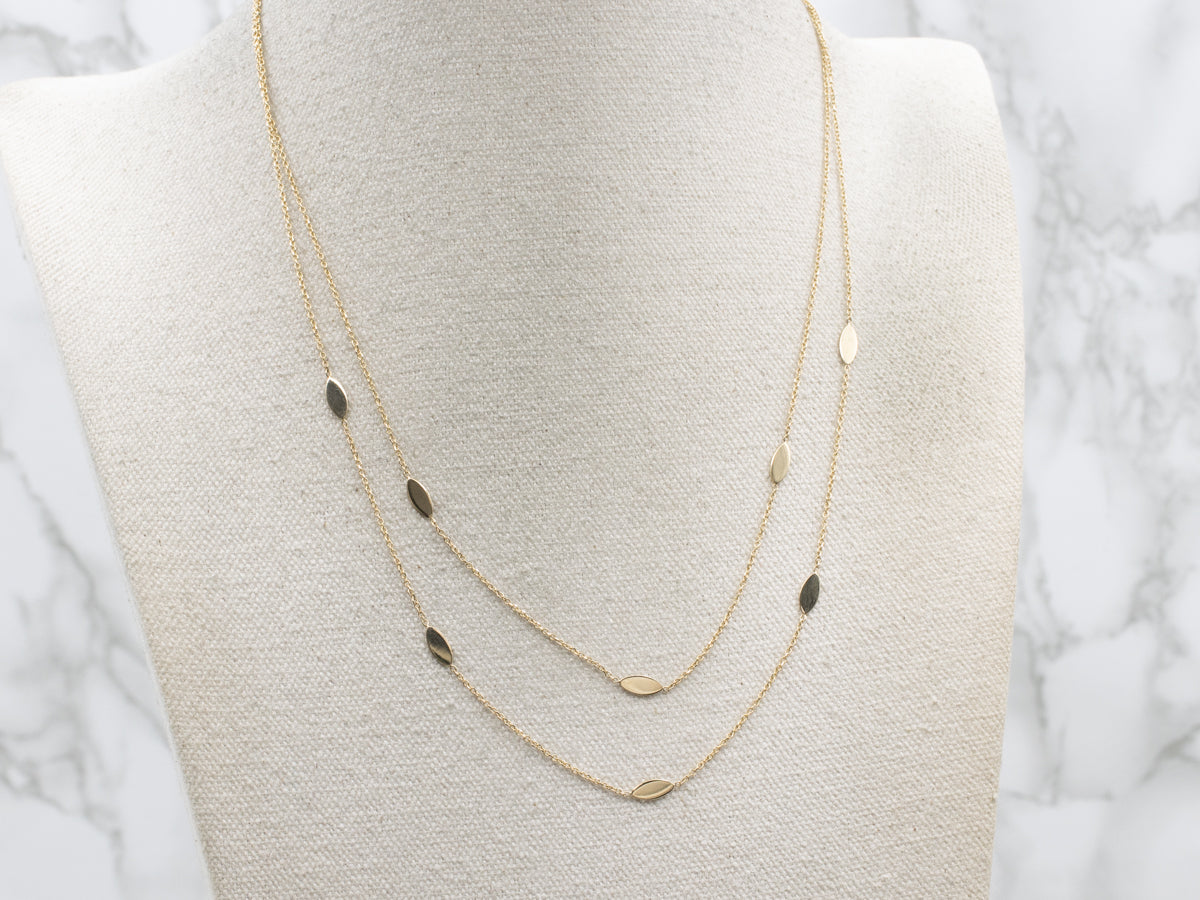 Marquise-Link Double Strand Italian Gold Station Chain