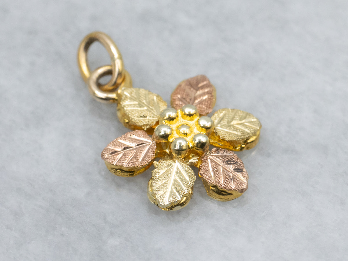 Two Tone Floral Black Hills Pendant