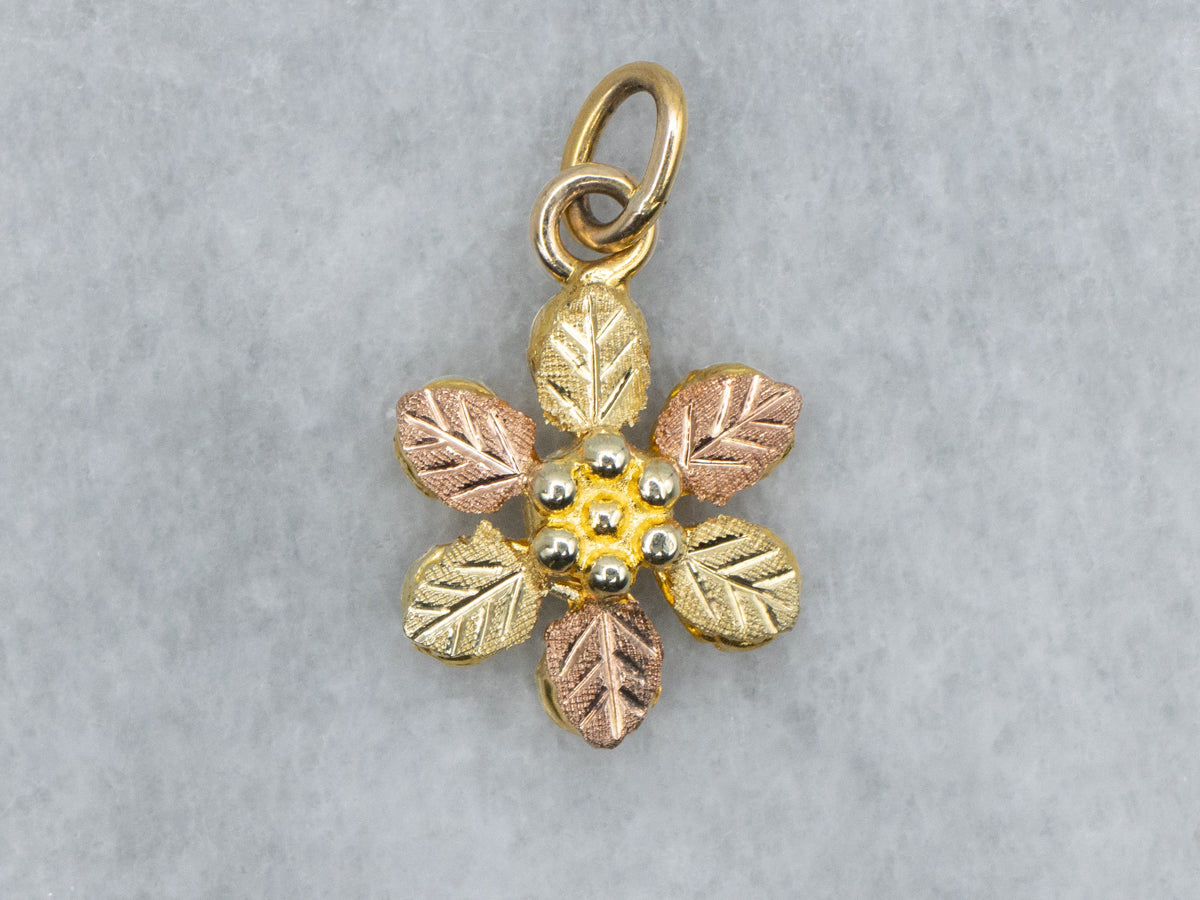 Two Tone Floral Black Hills Pendant