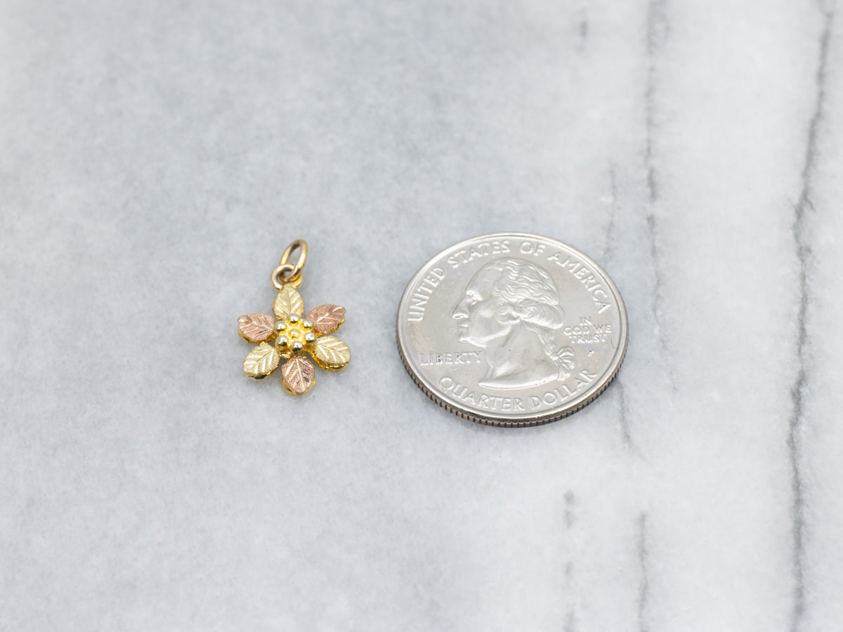 Two Tone Floral Black Hills Pendant