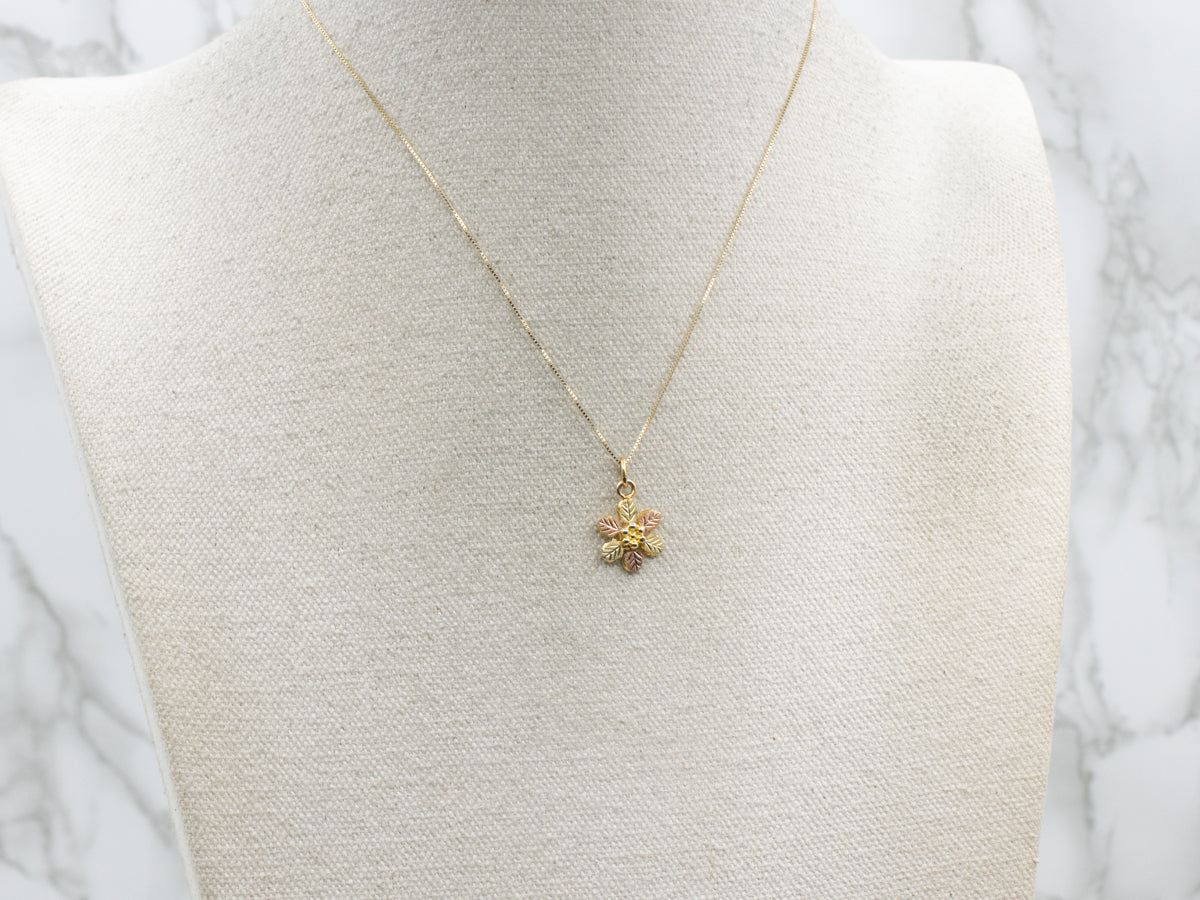 Two Tone Floral Black Hills Pendant