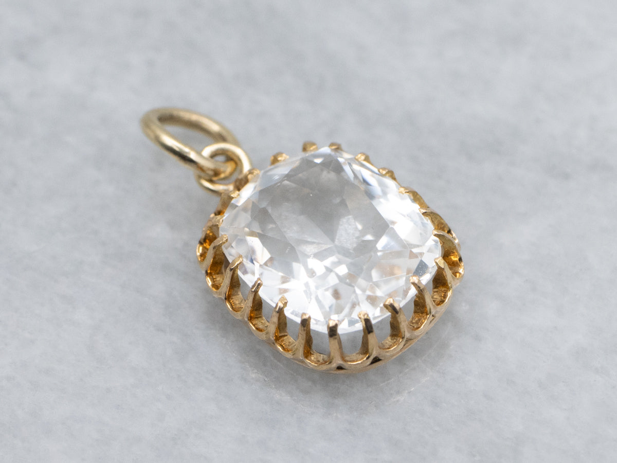 Vintage Quartz Yellow Gold Pendant