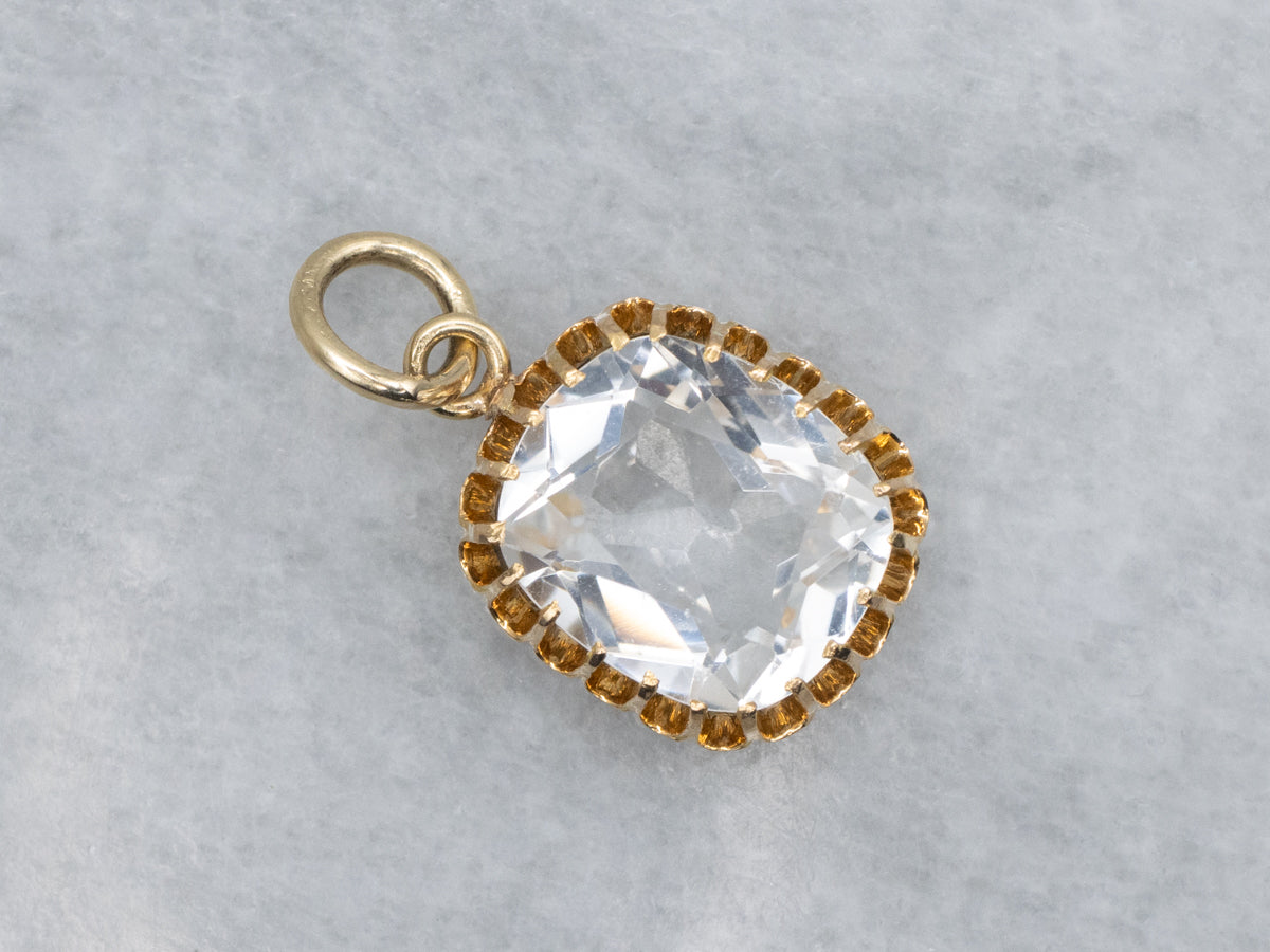 Vintage Quartz Yellow Gold Pendant