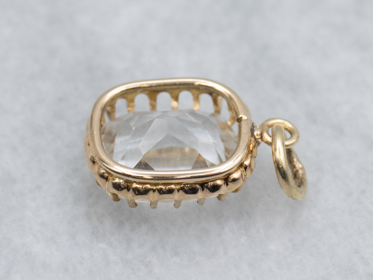 Vintage Quartz Yellow Gold Pendant