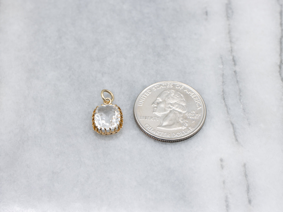 Vintage Quartz Yellow Gold Pendant