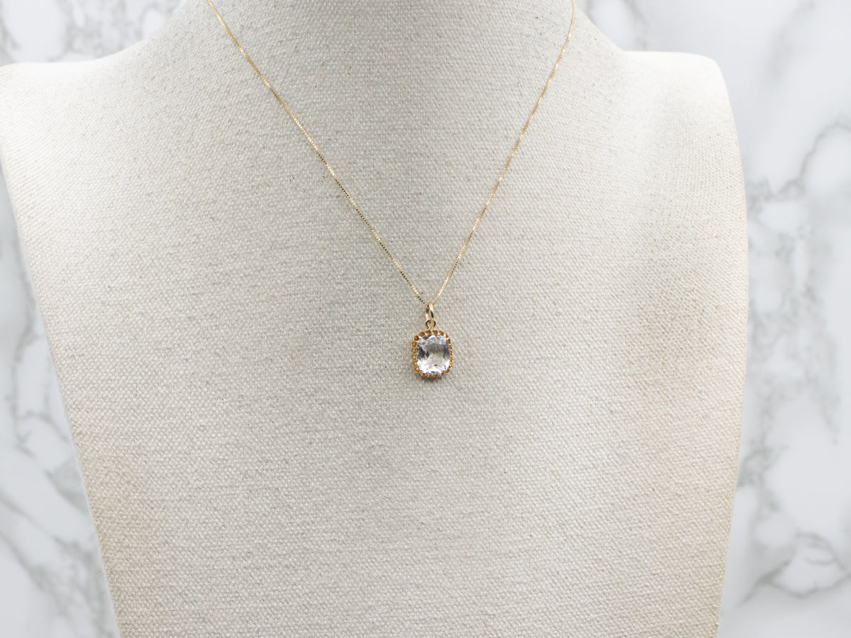 Vintage Quartz Yellow Gold Pendant