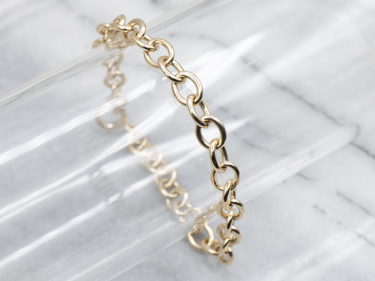 Cable Chain Yellow Gold Bracelet with Spring Ring Clasp