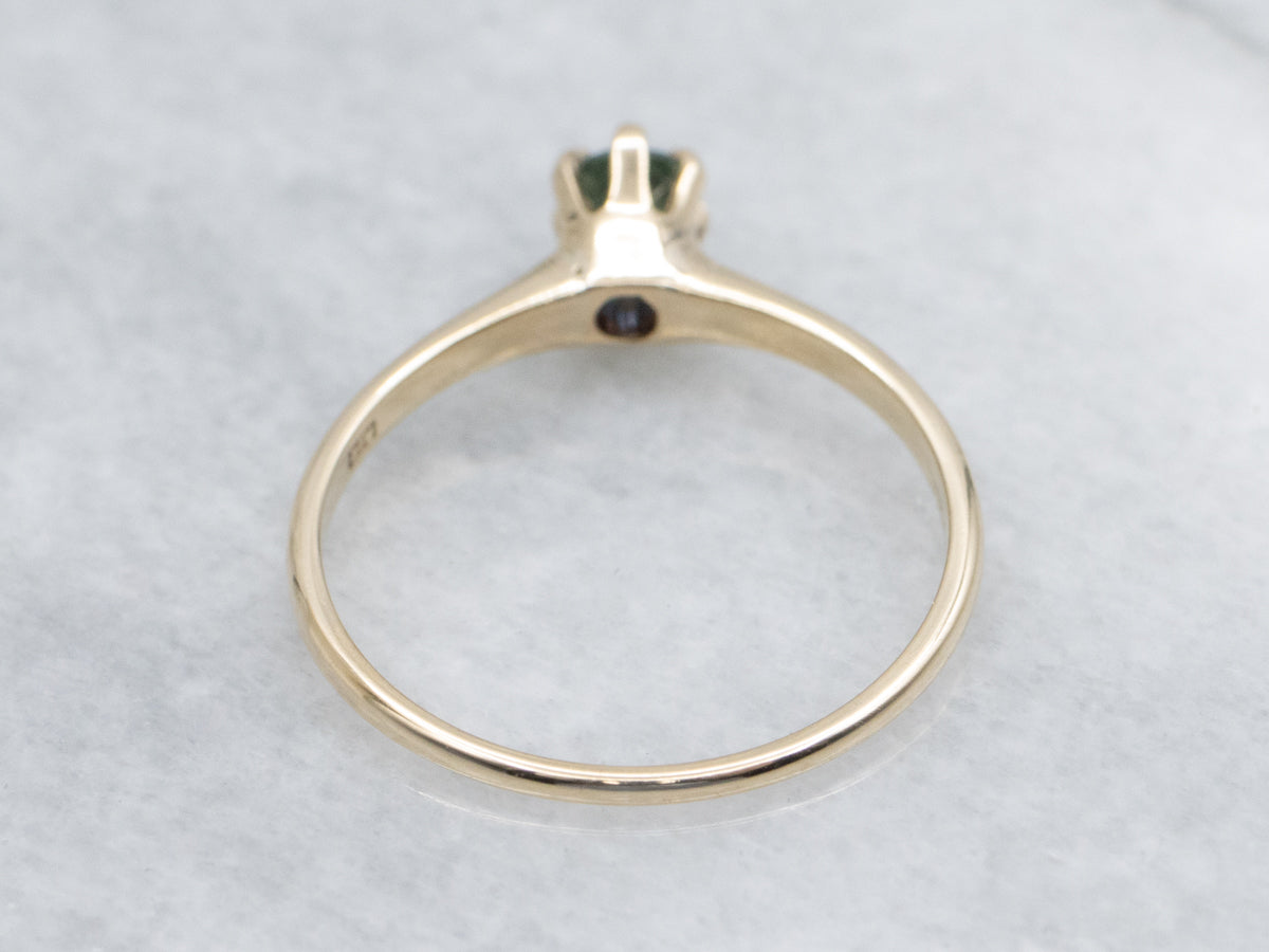 Green Sapphire Yellow Gold Solitaire Ring