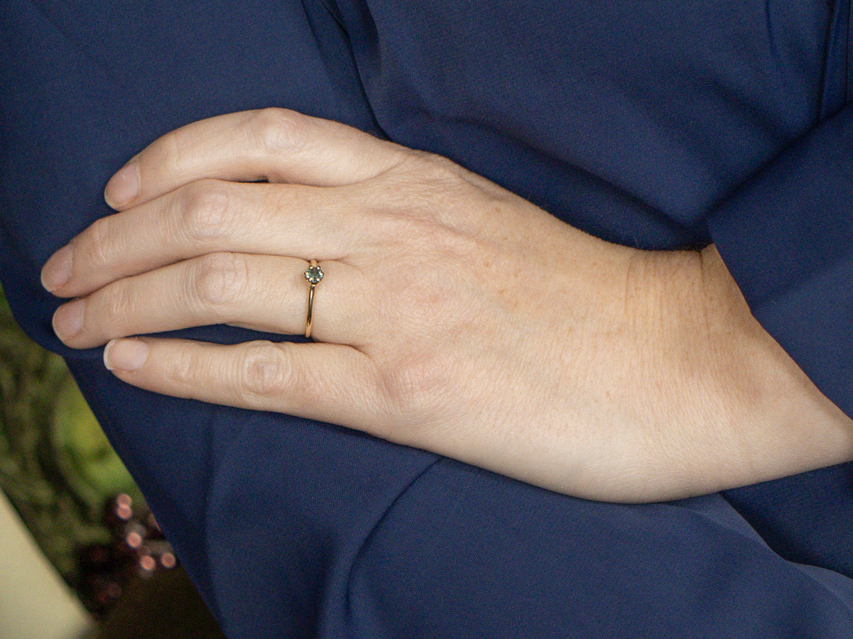 Green Sapphire Yellow Gold Solitaire Ring