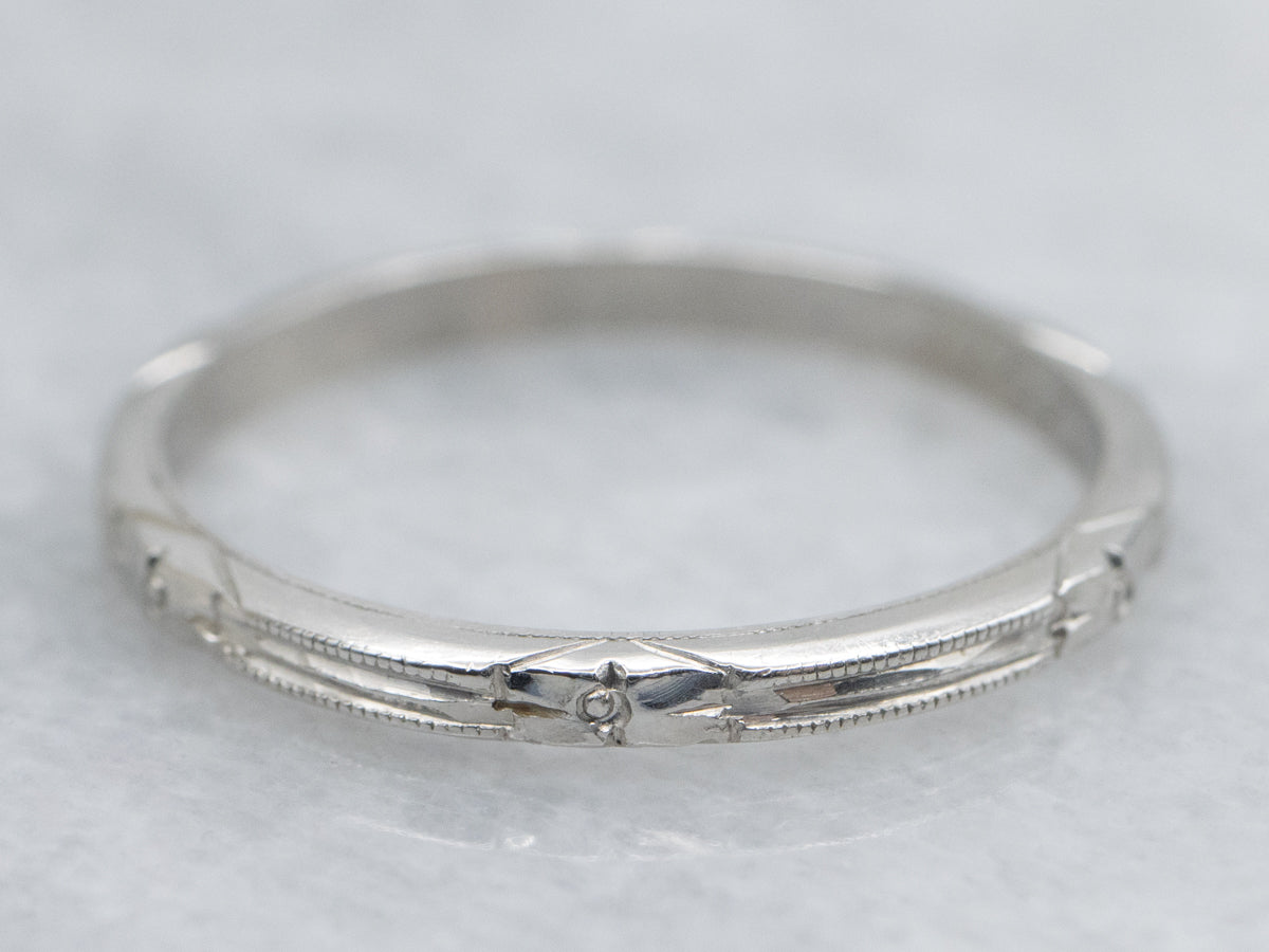 Vintage Forget-Me-Not Pattern Platinum Band