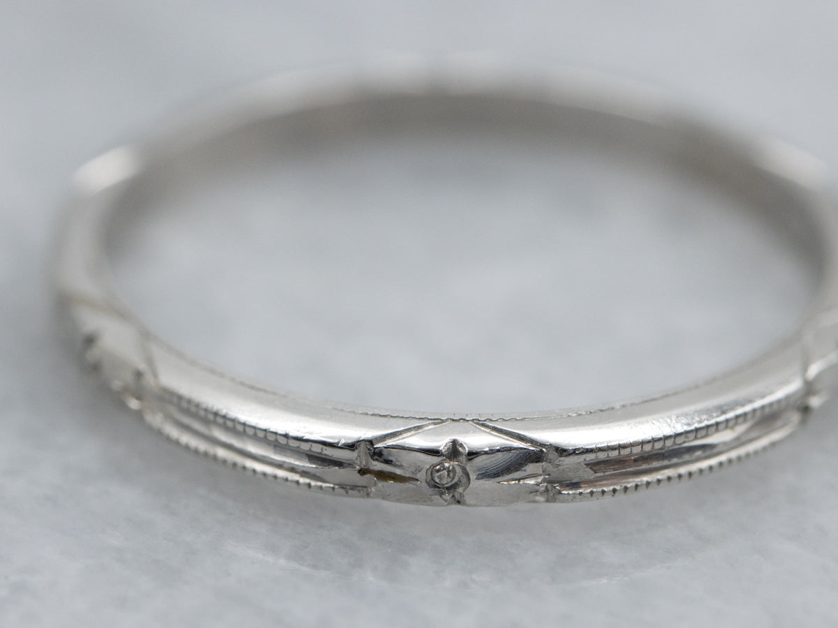 Vintage Forget-Me-Not Pattern Platinum Band