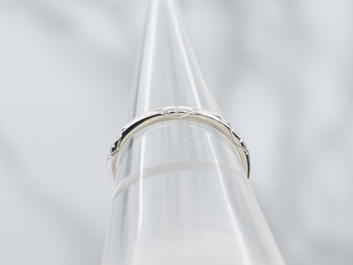 Vintage Forget-Me-Not Pattern Platinum Band