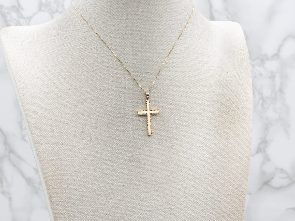 Simple Patterned Vintage Yellow Gold Cross Pendant