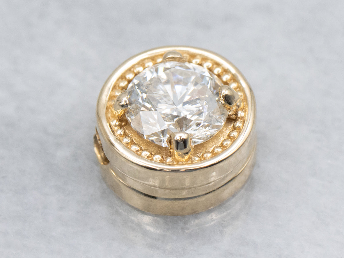 Yellow Gold Round Brilliant Diamond Slide Pendant