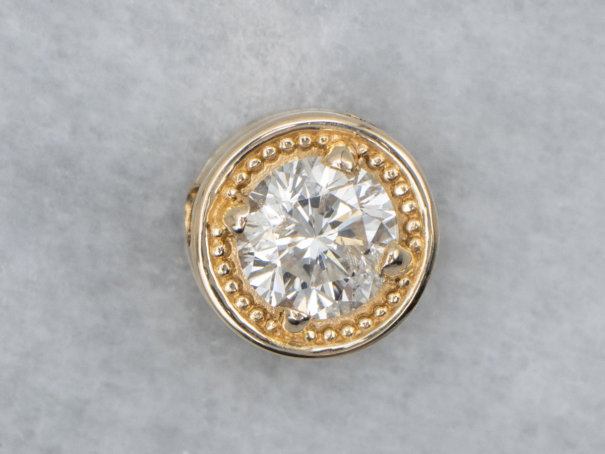 Yellow Gold Round Brilliant Diamond Slide Pendant