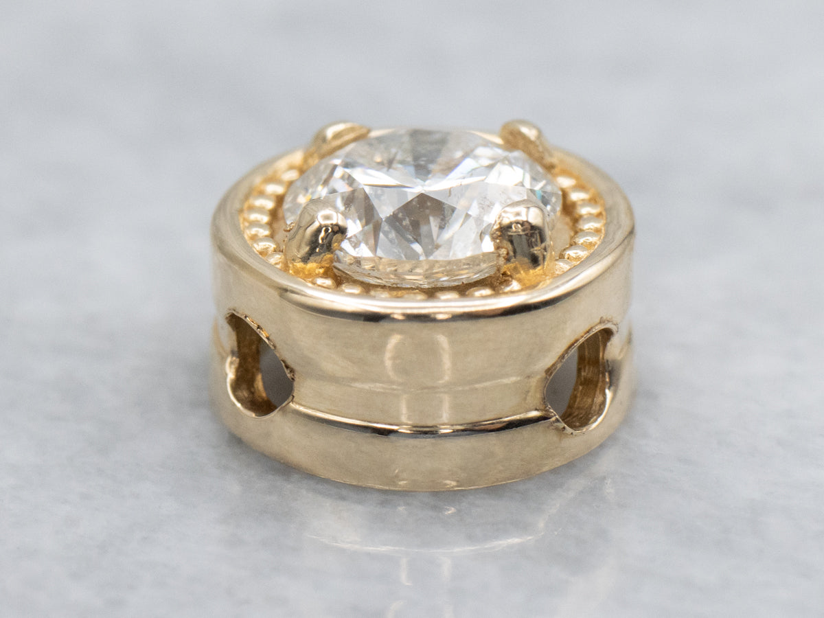 Yellow Gold Round Brilliant Diamond Slide Pendant