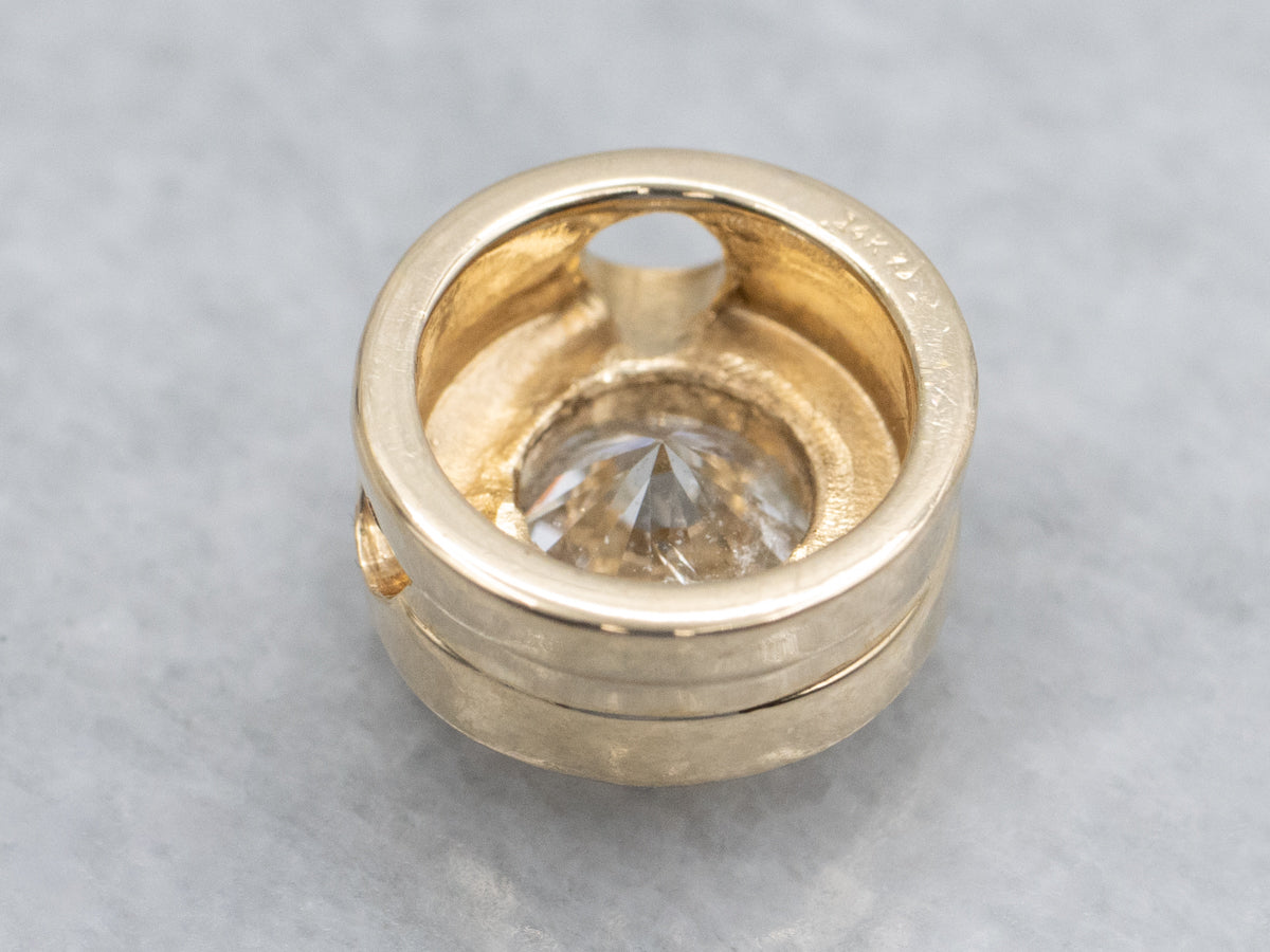 Yellow Gold Round Brilliant Diamond Slide Pendant