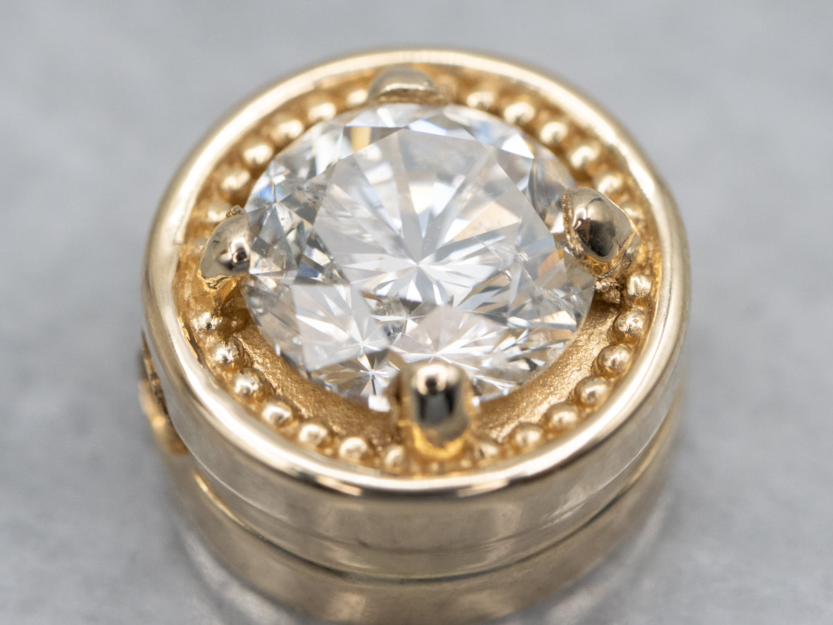 Yellow Gold Round Brilliant Diamond Slide Pendant