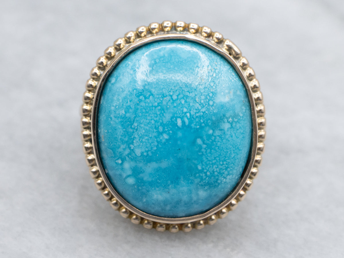 Bezel-Set Stabilized Turquoise Yellow Gold Cocktail Ring