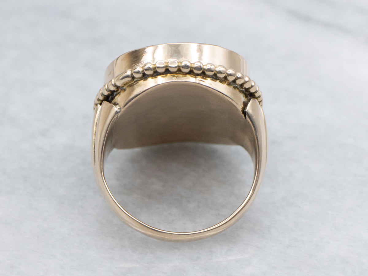 Bezel-Set Stabilized Turquoise Yellow Gold Cocktail Ring