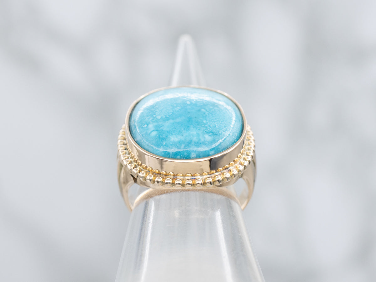Bezel-Set Stabilized Turquoise Yellow Gold Cocktail Ring