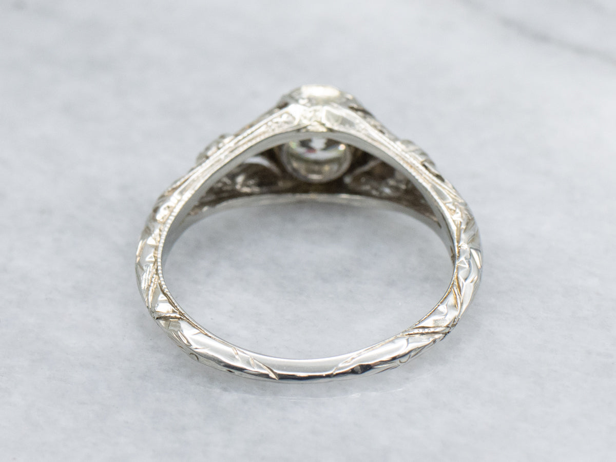 Art Deco Bezel Set Diamond Engagement Ring
