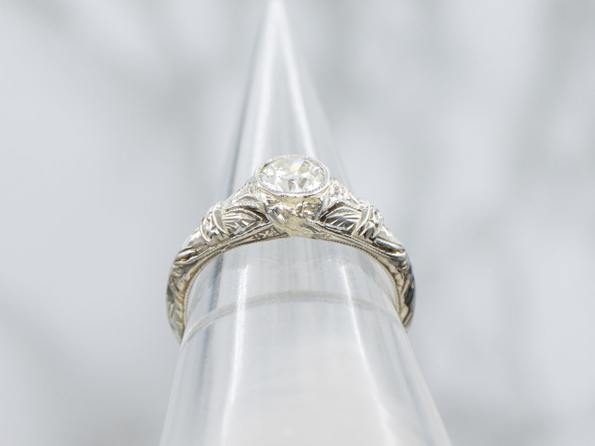 Art Deco Bezel Set Diamond Engagement Ring