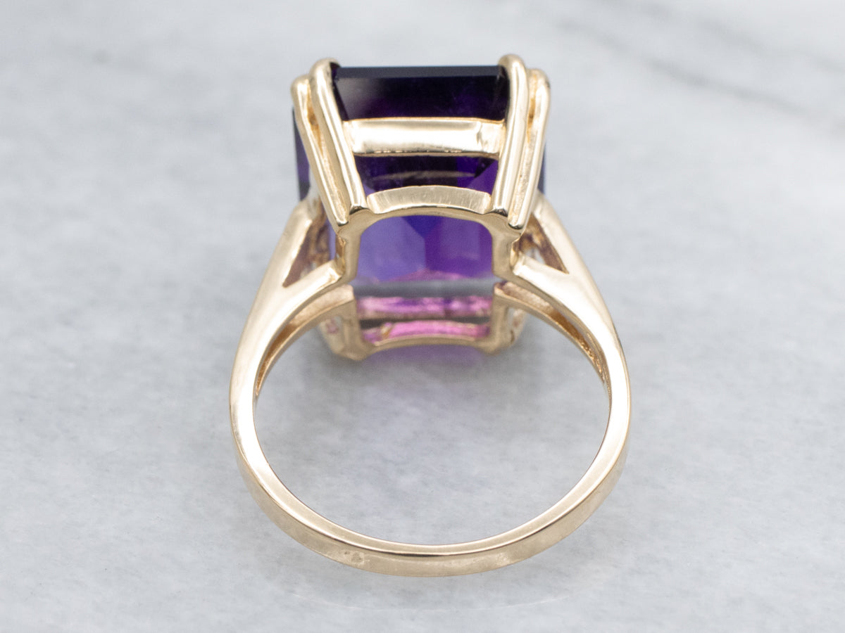 Emerald-Cut Amethyst Yellow Gold Ring