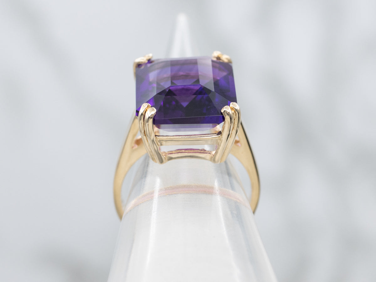 Emerald-Cut Amethyst Yellow Gold Ring