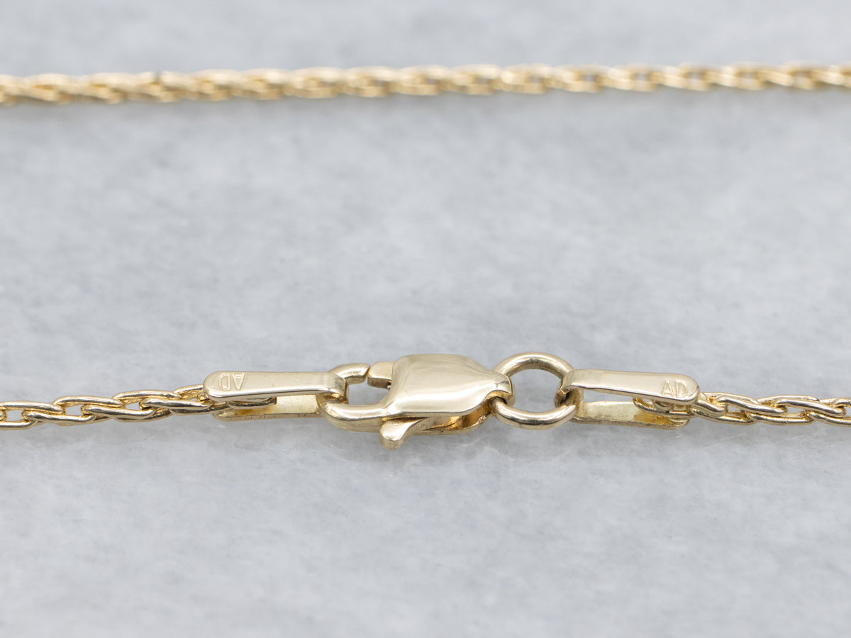 Long Yellow Gold Wheat Chain with Lobster Clasp