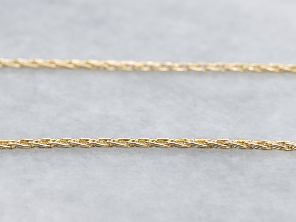 Long Yellow Gold Wheat Chain with Lobster Clasp
